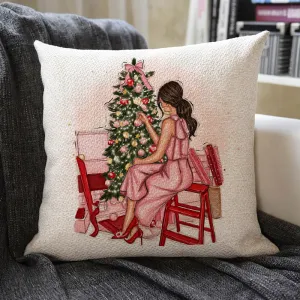Christmas Themed Linen Pillowcase