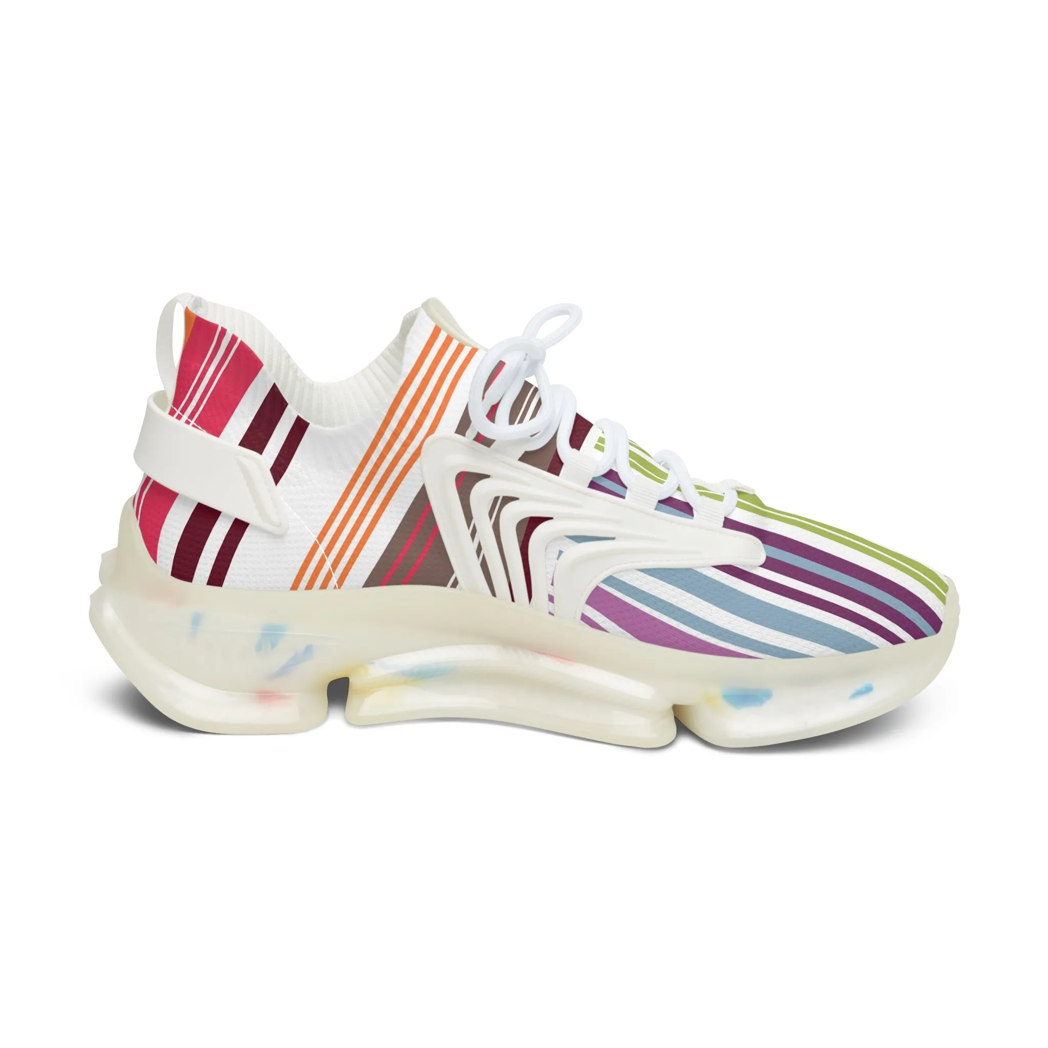 Colorful Striped Women's Mesh Sneakers - Stylish & Comfortable Athletic Shoes