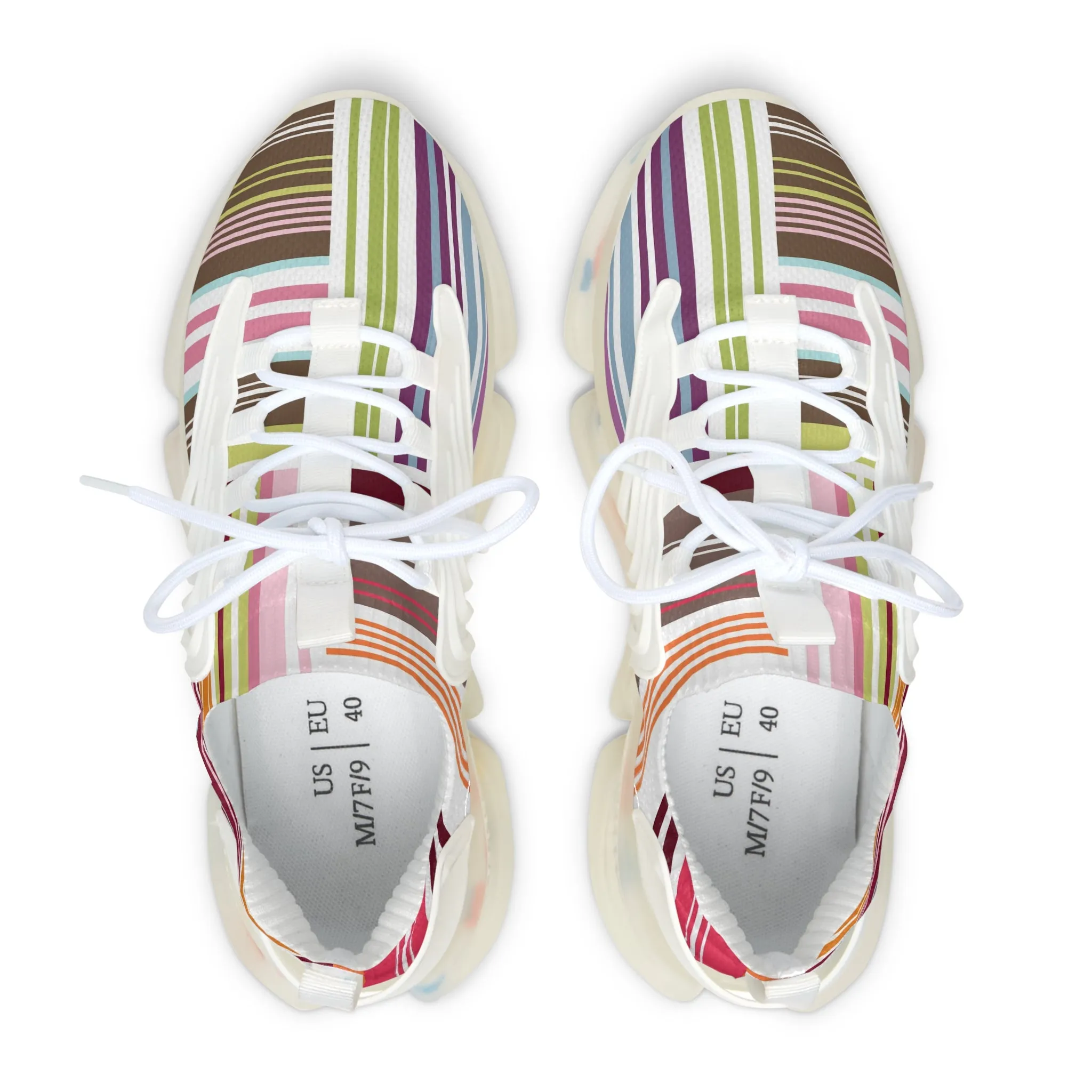 Colorful Striped Women's Mesh Sneakers - Stylish & Comfortable Athletic Shoes