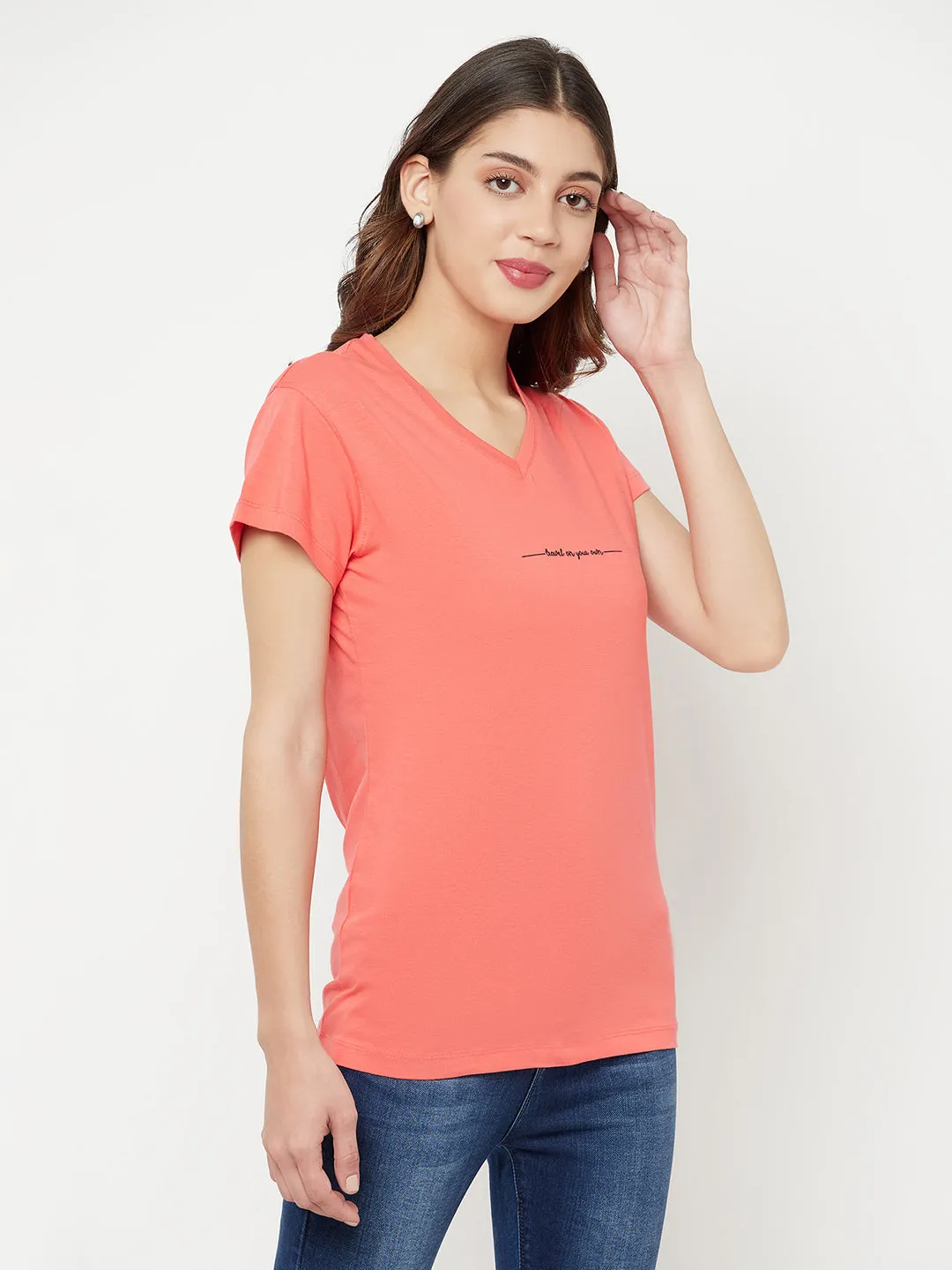 Coral Typography T-Shirt