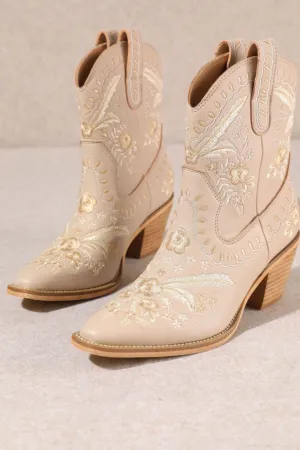 Corral Embroidered Western Cowboy Booties - Sandstone