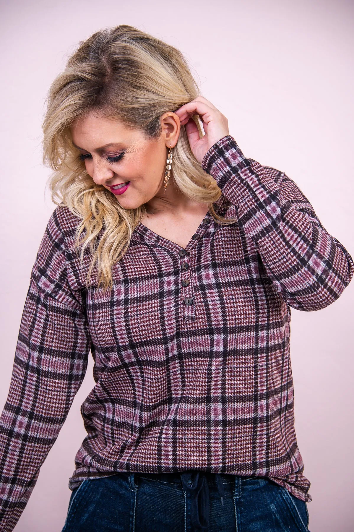 Cozy & Kind Mauve/Multi Color Plaid Top - T8201MV