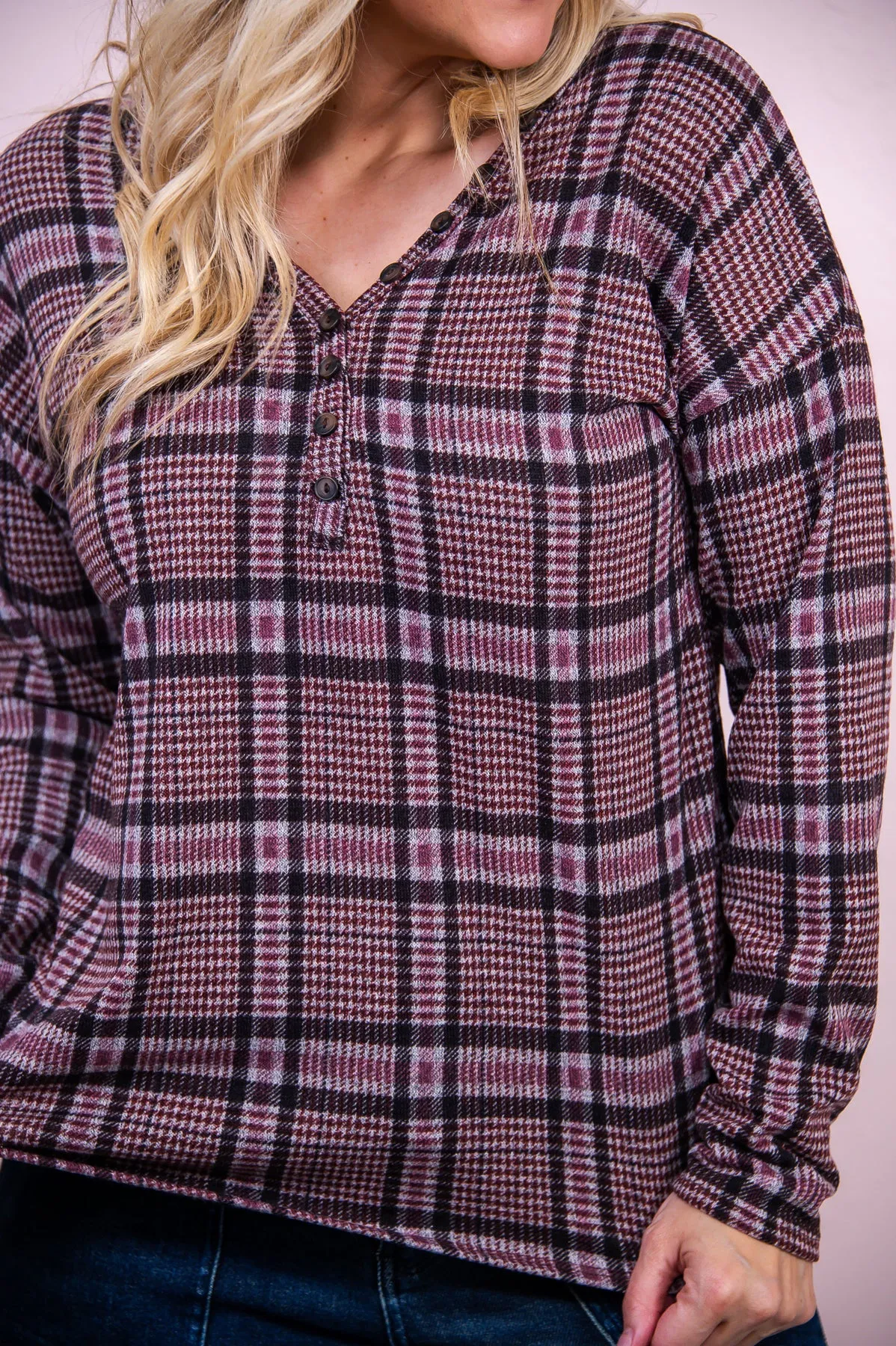 Cozy & Kind Mauve/Multi Color Plaid Top - T8201MV