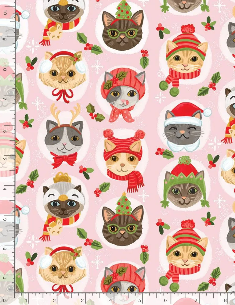 Cozy Holidays, Cat Faces in Holiday Hats