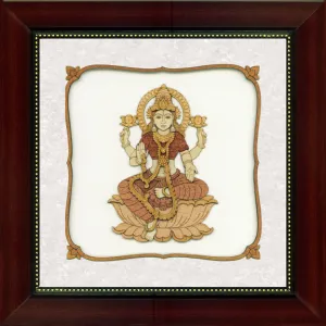 Devi Lakshmi Wood Carving Wall Art, Wood Carving Frame, 3D Wall Art