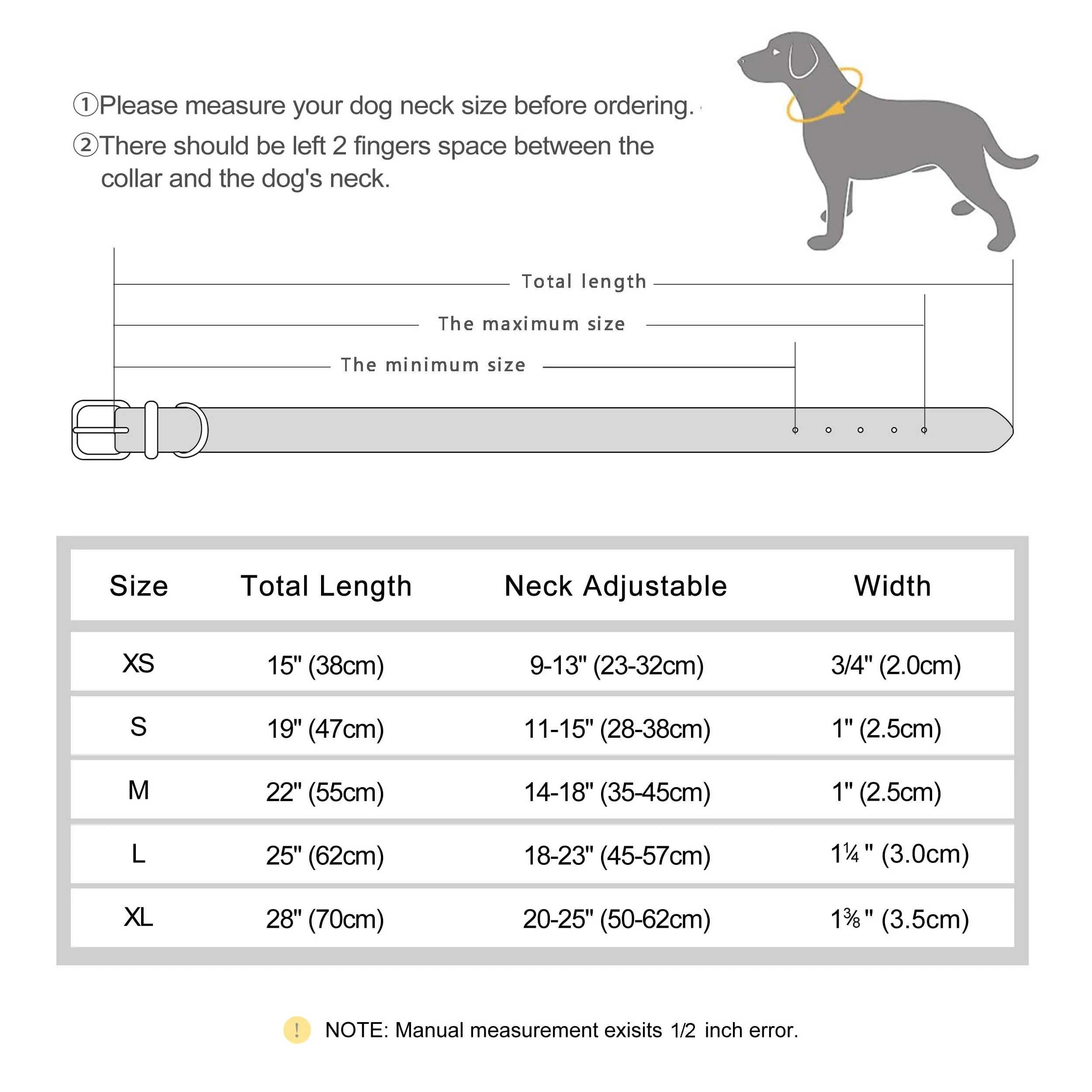 Didog Personalized Genuine Leather Dog Collars with Engraved Nameplate for Medium Large Dogs, L-Brown
