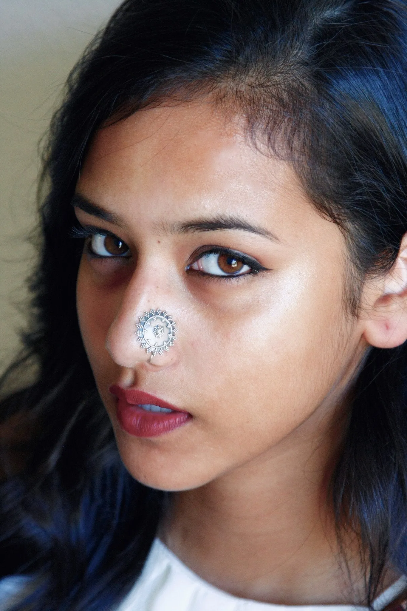 Dramatic, boho-chic, granulation work nose pin