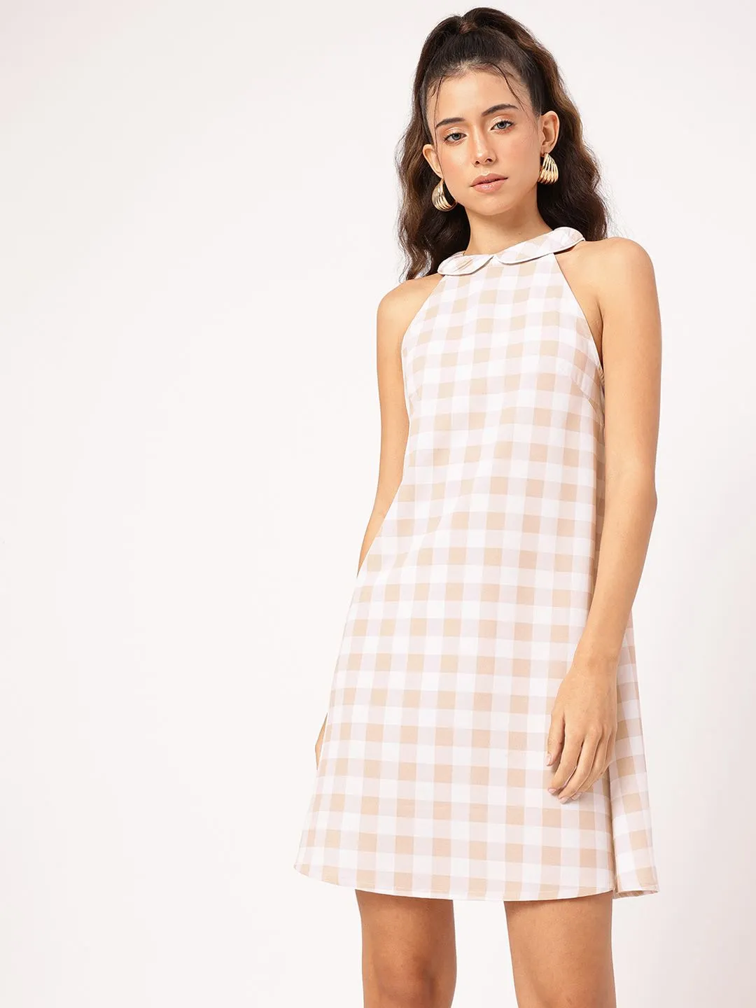 DressBerry Urban Essence Checked Peter-Pan Collar Sheath Dress