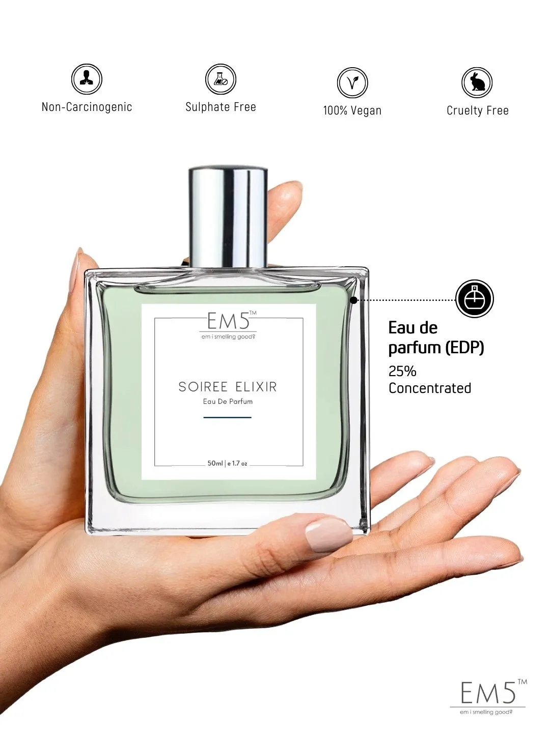 EM5™ Soiree Elixir Perfume EDP Spray for Men | Woody Warm Spicy Fragrance Accords | Luxury Gift for Him | Variants Available: 50 ml Spray / 15 ml Spray