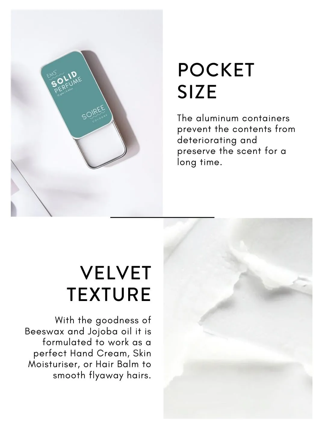 EM5™ Soiree | Solid Perfume for Men | Alcohol Free Strong lasting fragrance | Spicy Amber Citrus | Goodness of Beeswax   Shea Butter