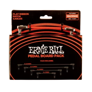Ernie Ball Flat Ribbon Patch Cables Pedalboard Red Multi-Pack