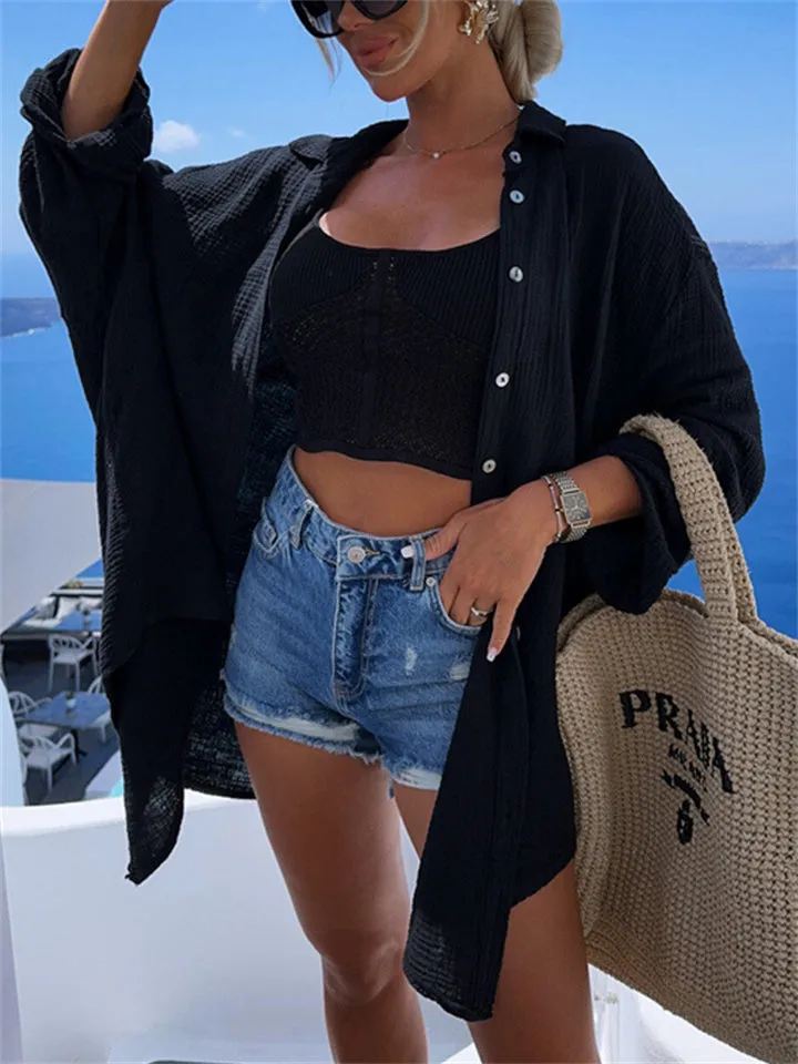 Evil Eye Sequin Embroidery Cozy Vacation Shirts for Women