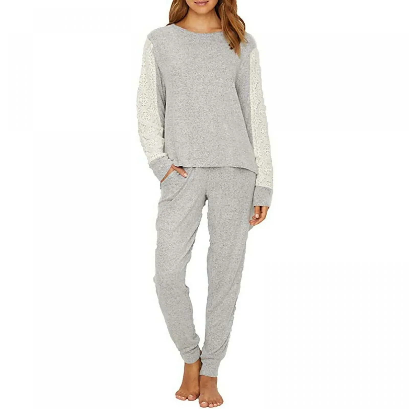 Flora Nikrooz Women's Lace Trim Harbor Cozy Pajama Set
