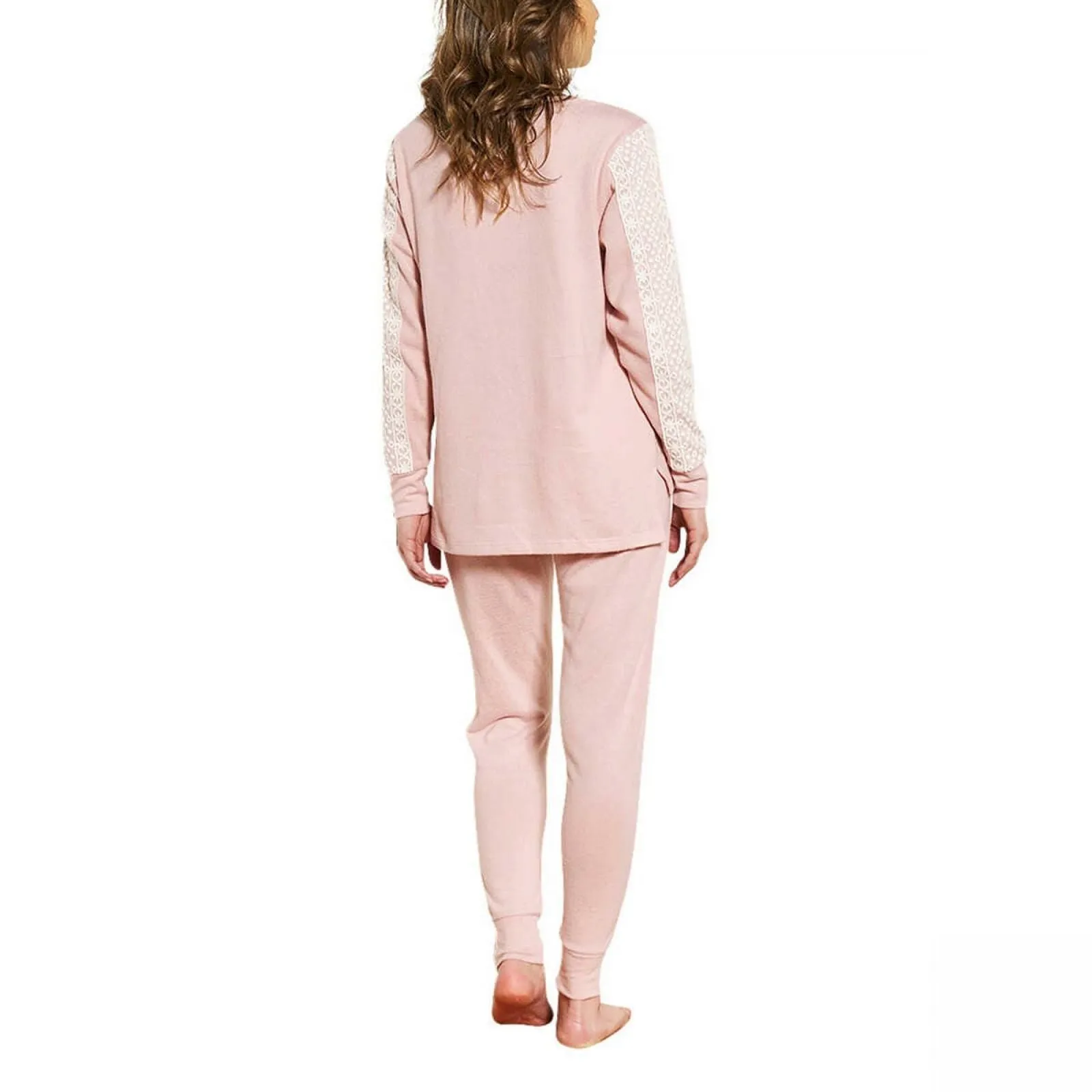 Flora Nikrooz Women's Lace Trim Harbor Cozy Pajama Set