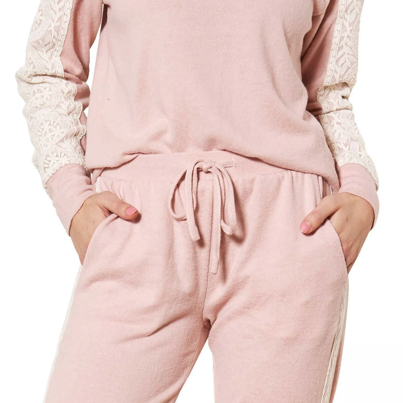 Flora Nikrooz Women's Lace Trim Harbor Cozy Pajama Set