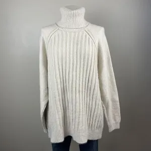 Free People Big City Turtleneck in Sand Combo Size M Ivory Oversized Cozy Boho