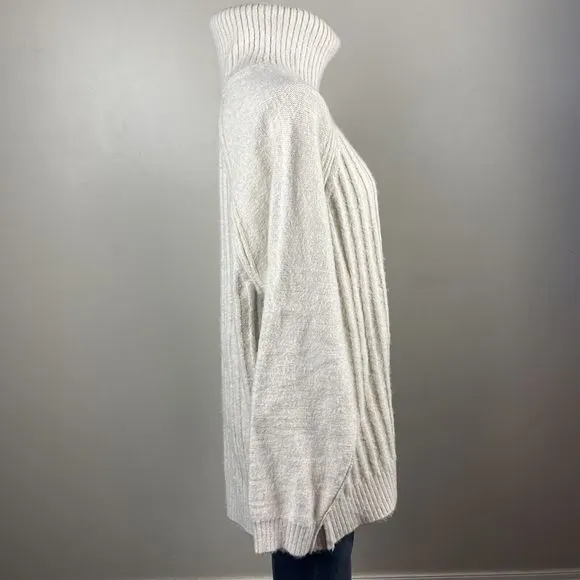 Free People Big City Turtleneck in Sand Combo Size M Ivory Oversized Cozy Boho