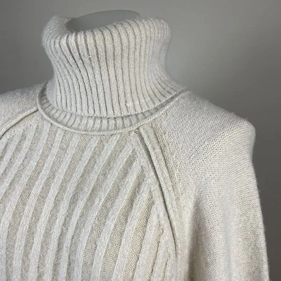 Free People Big City Turtleneck in Sand Combo Size M Ivory Oversized Cozy Boho