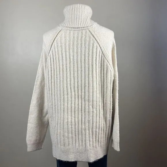 Free People Big City Turtleneck in Sand Combo Size M Ivory Oversized Cozy Boho