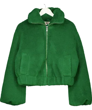 Free People Green Get Cozy Teddy Jacket UK XS