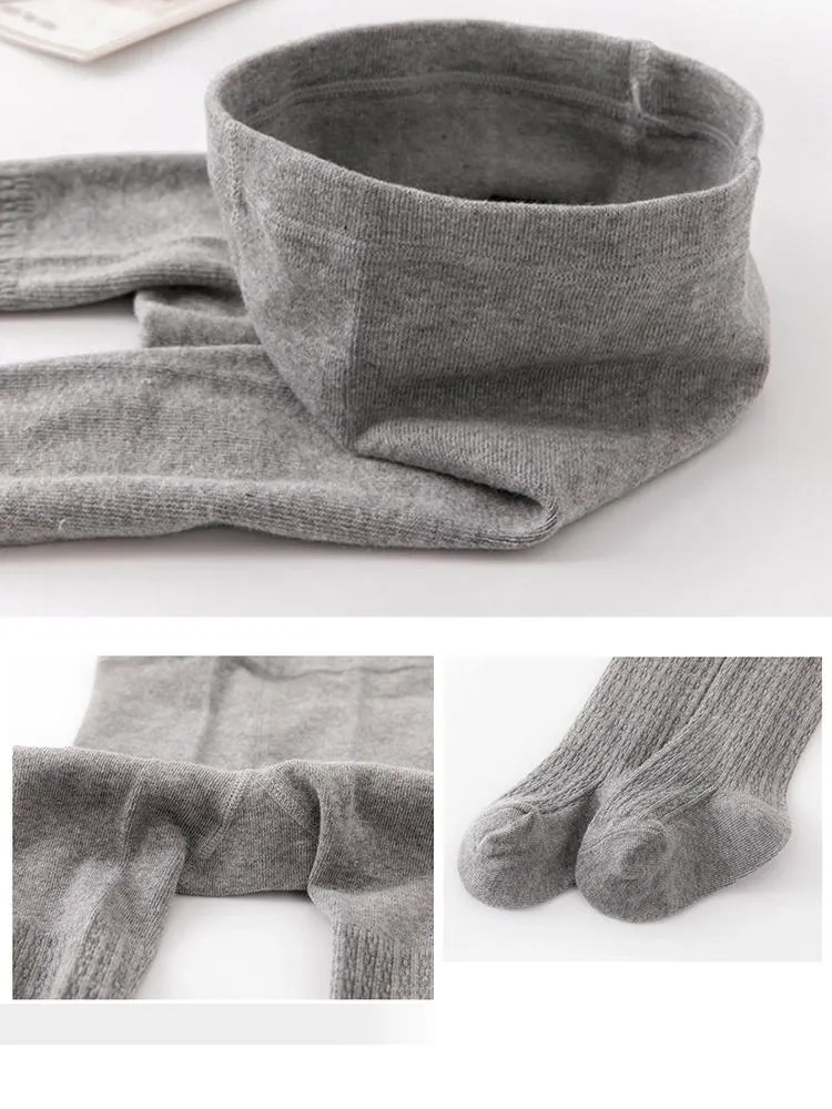 Girls Ribbed Knit Tights - Black