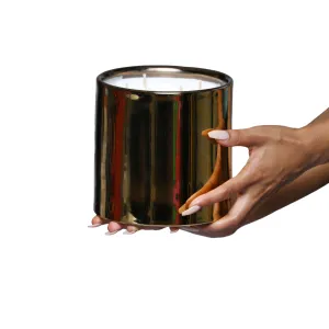 Gold Ceramic Cylinder Scented Soy Candle - 60oz **Made to order**