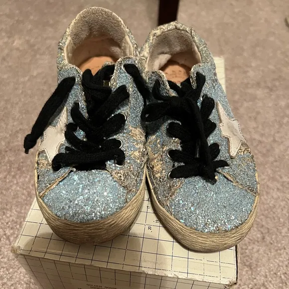 Golden Goose Kids Superstar Blue Glitter sneakers, Size 28 (10.5-11)