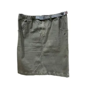 Gramicci Womens Olive Green Knee-Length Skirt With Belt 98% Cotton &amp; 2% Spandex