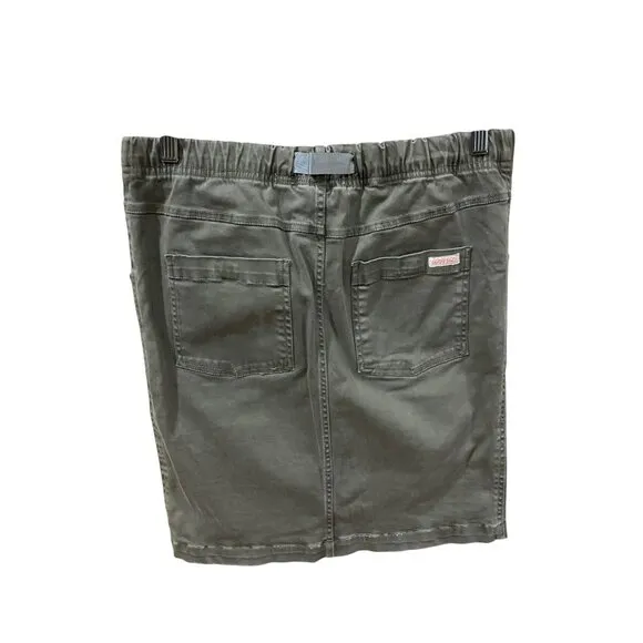 Gramicci Womens Olive Green Knee-Length Skirt With Belt 98% Cotton &amp; 2% Spandex