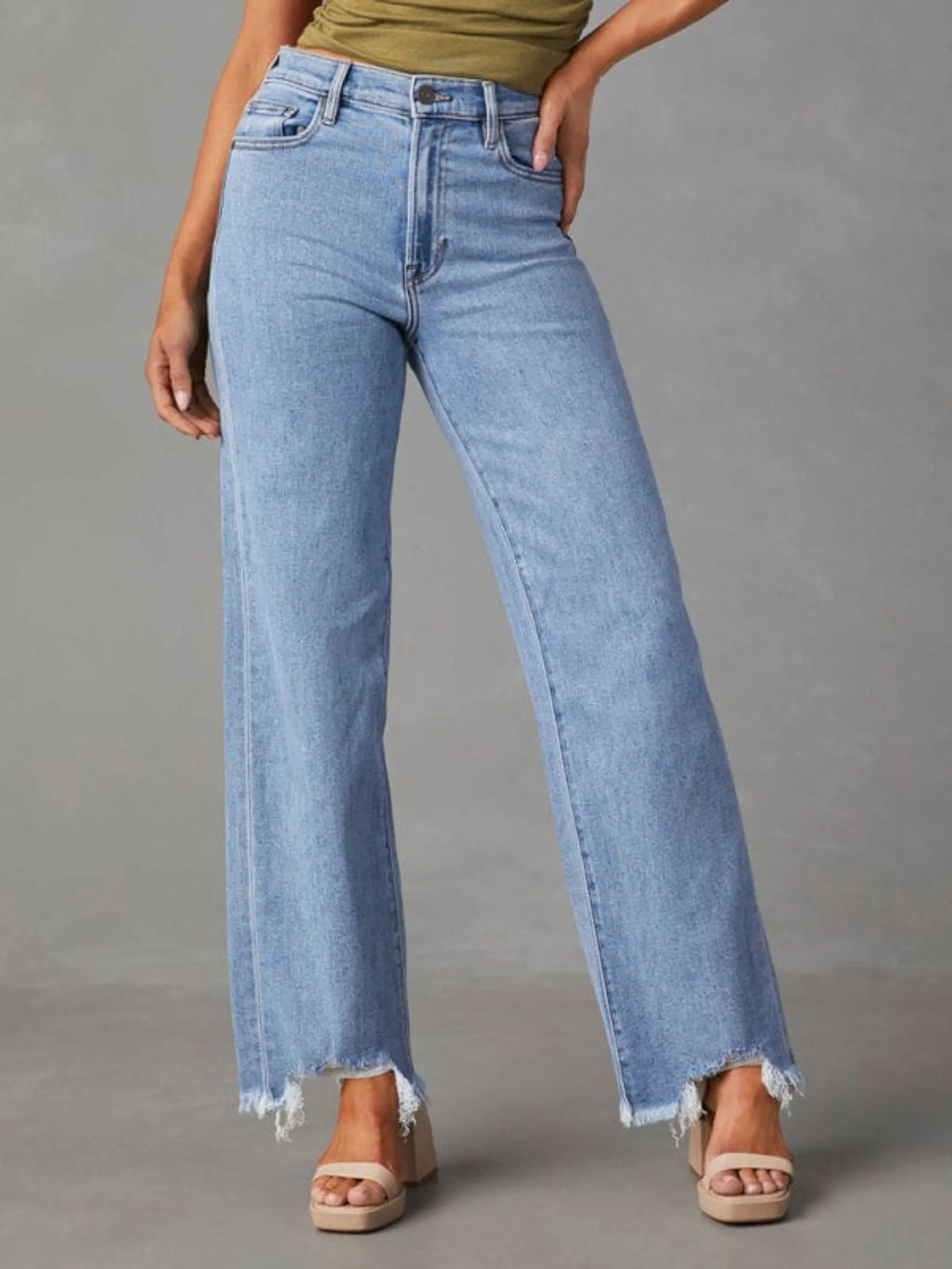 GYPSY GIRL - Fray Hem Jeans