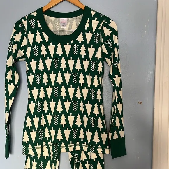 Hanna Anderson Winter Green Tree Matching Holiday Pajama Set