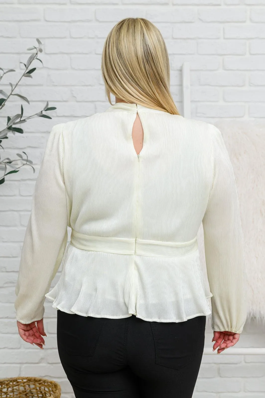 Hazel Blues® | Xanidu Long Sleeve V Neck Blouse in White