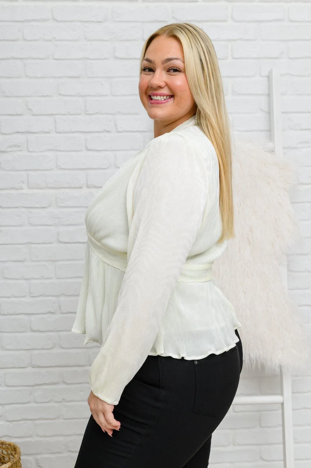 Hazel Blues® | Xanidu Long Sleeve V Neck Blouse in White