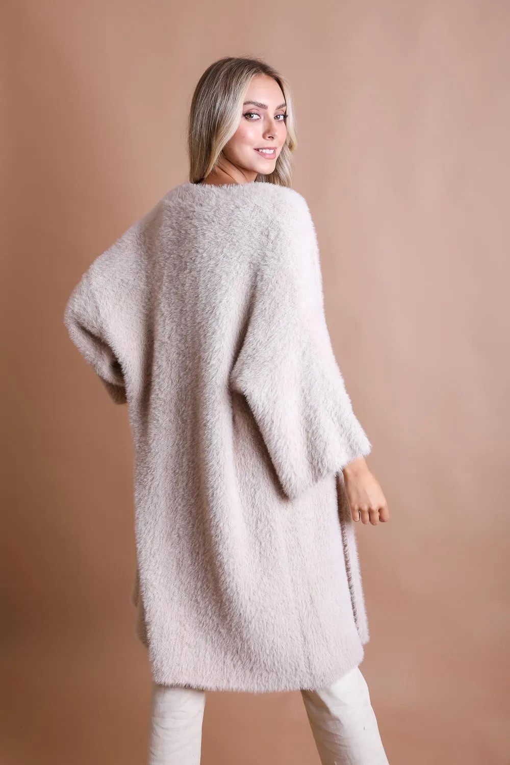 Ivory Luxe Faux Mohair Cardigan – Cozy Winter Essential
