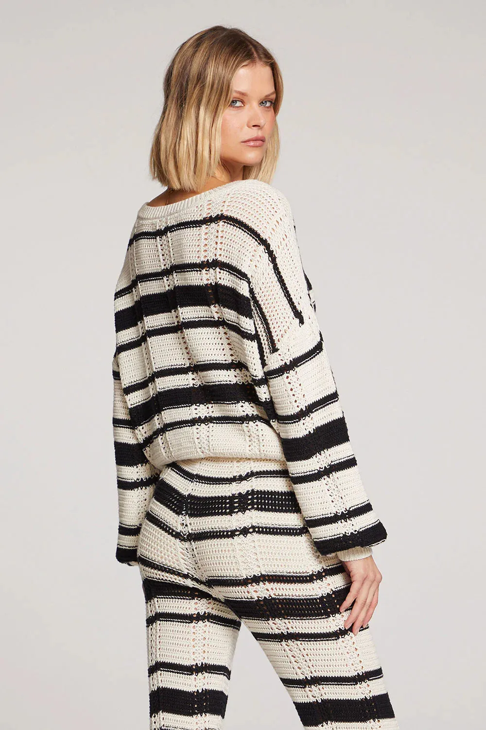 JEMMA SWEATER - BLACK WHITE STRIPE