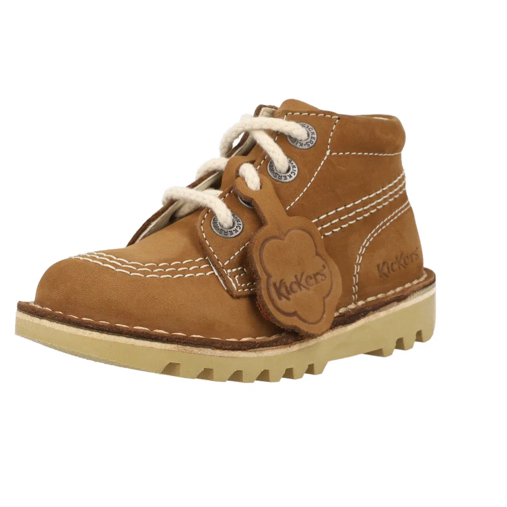 Kickers Kick Hi Zip Tan Kids Boots