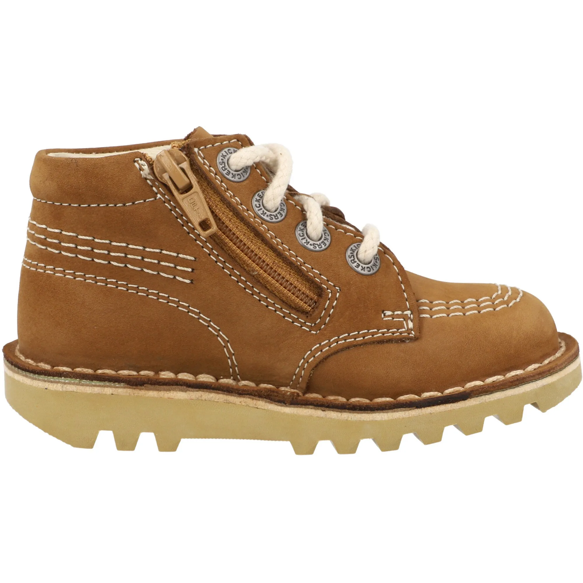 Kickers Kick Hi Zip Tan Kids Boots