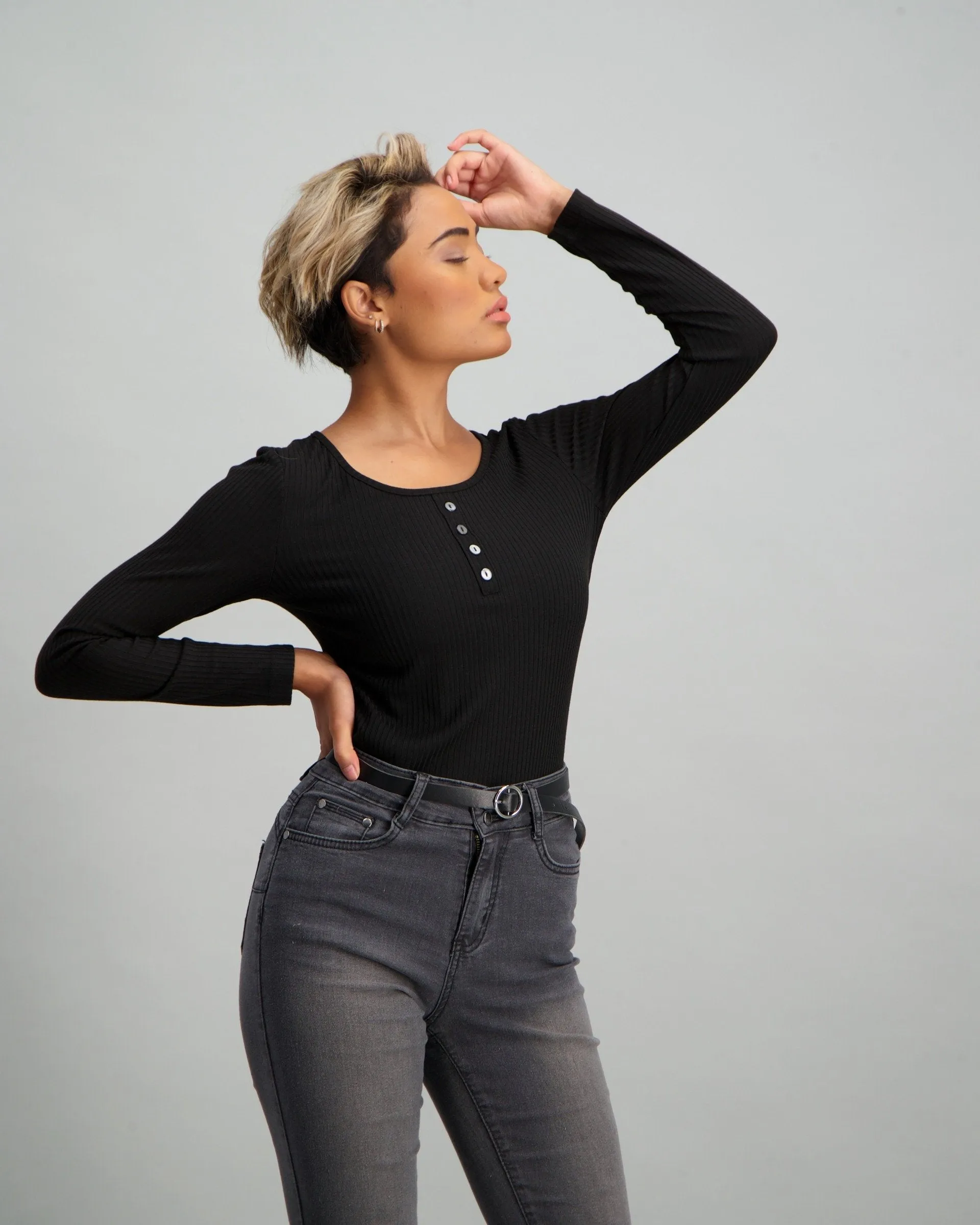 Ladies Rib Bodysuit - Black