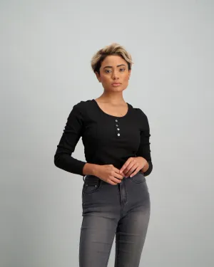 Ladies Rib Bodysuit - Black
