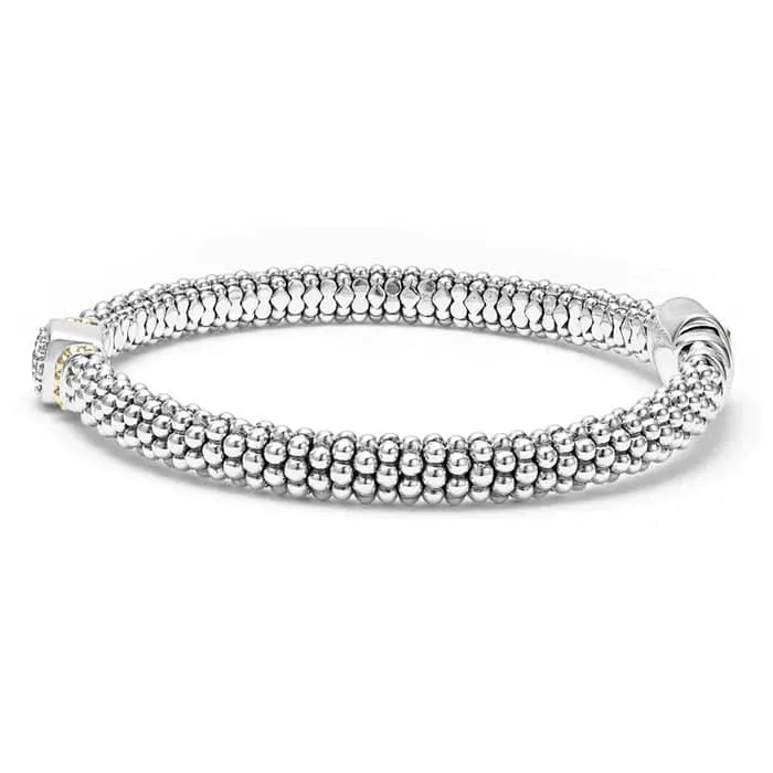 LAGOS 6MM Diamond Caviar Bracelet in Sterling Silver and 18K Yellow Gold