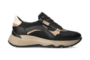 'Laonie' women's wide fit (H) ergonomic lace-zip sneaker - Black