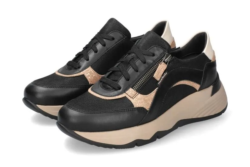 'Laonie' women's wide fit (H) ergonomic lace-zip sneaker - Black