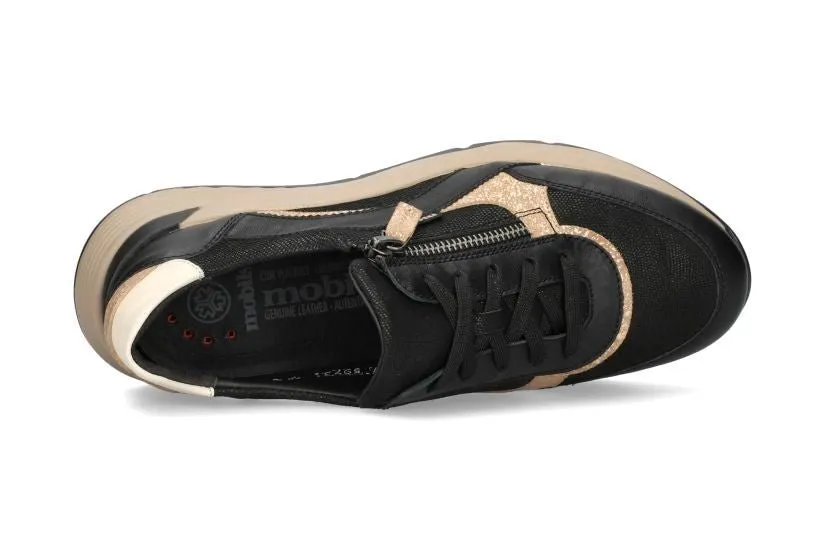 'Laonie' women's wide fit (H) ergonomic lace-zip sneaker - Black
