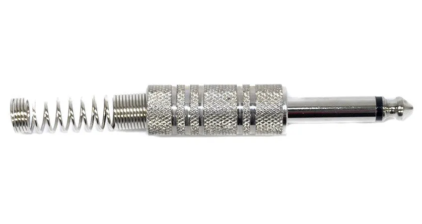 Leem 1/4" Metal Mono Jack Plug with Long Flexible Cable Boot (Pk-1)