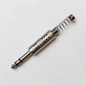 Leem 1/4" Metal Stereo Cable Jack Plug with Long Flexible Cable Boot - 1pk