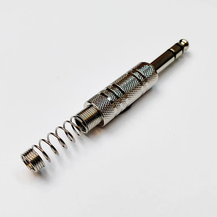 Leem 1/4" Metal Stereo Cable Jack Plug with Long Flexible Cable Boot - 1pk
