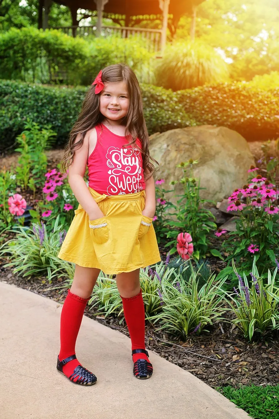 Little Stocking Co Lace Top Knee High Socks - Red
