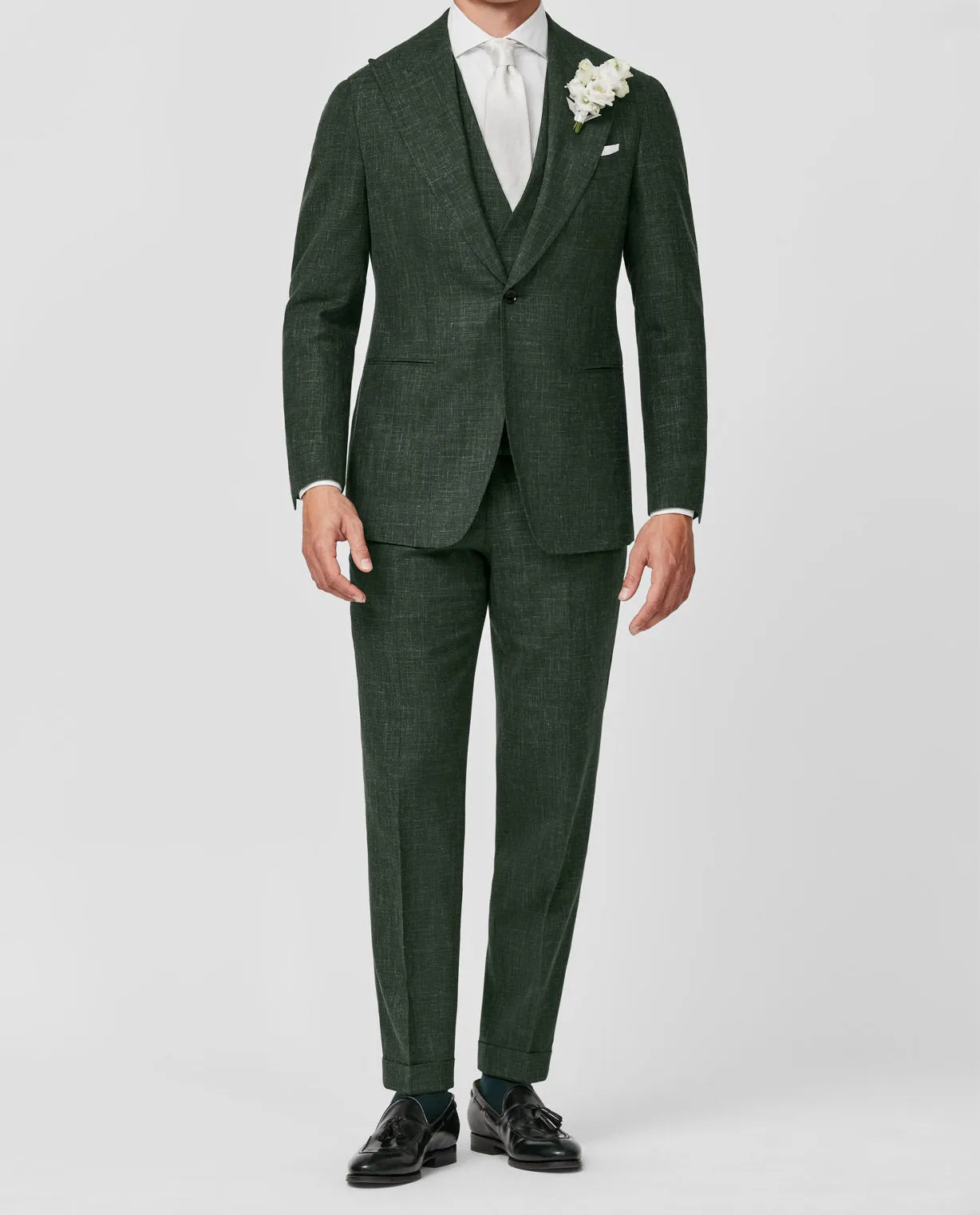 Loro Piana SUMMERTIME Dark Green Tropical Lightweight Wool, Silk & Linen
