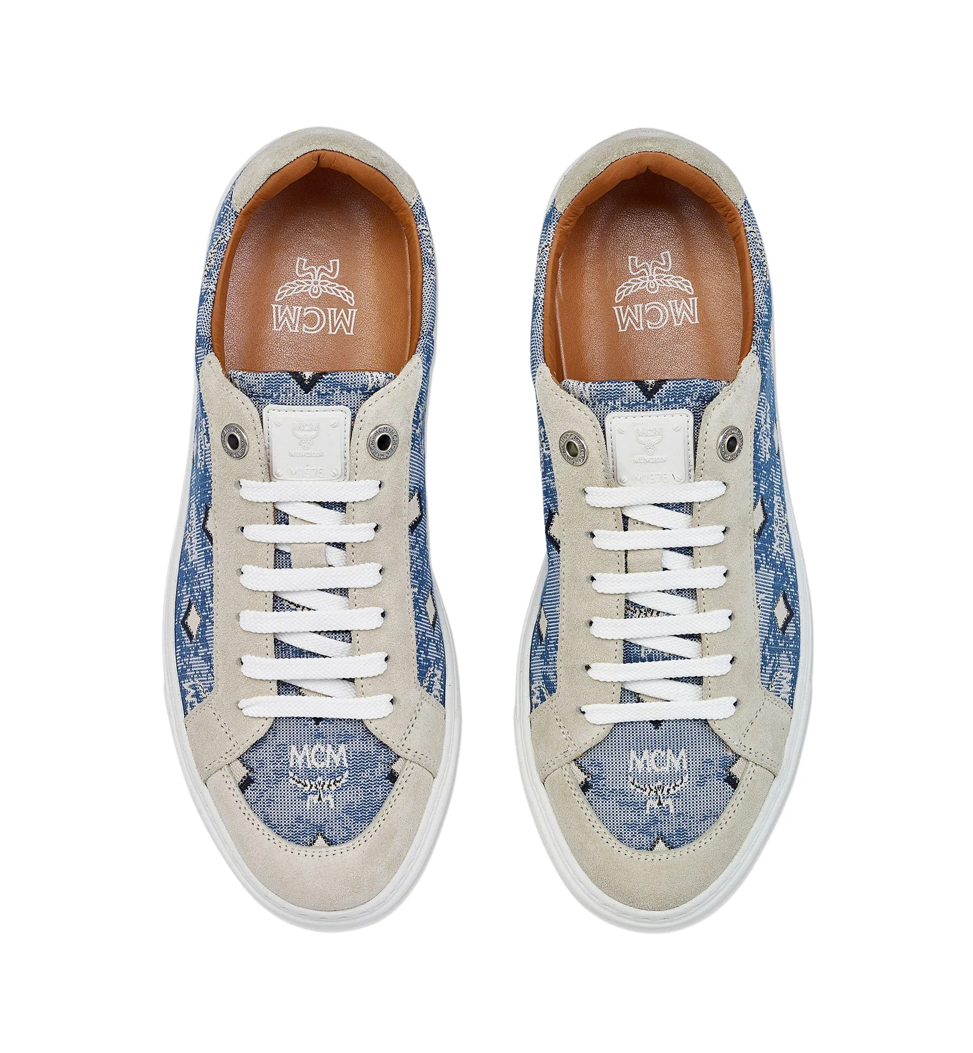 MCM Terrain Lo Sneakers in Vintage Jacquard Monogram BLUE
