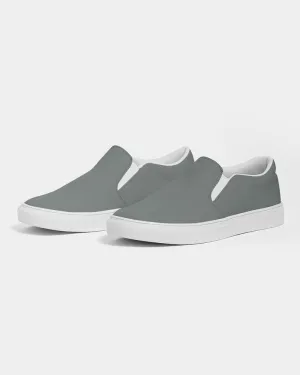 Medium Dark Green Gray Slip-On Canvas Sneakers | Women's | Medium Dark Pale Green Gray | C10M0Y10K60